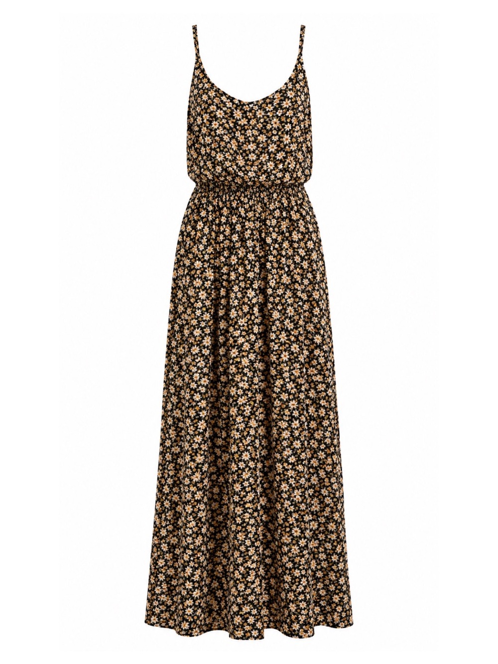 All in Favor Black Orange & Cream Floral
Scoopneck Maxi Dress Womens XL